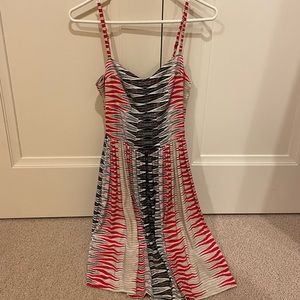 Black, red and white/cream dress